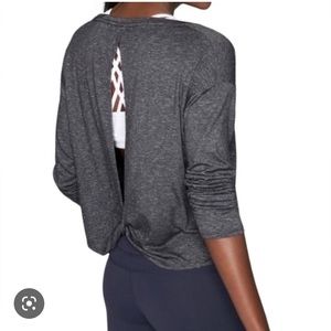 Athleta grey long sleeve workout top XS
